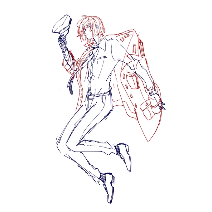 なんとなくお絵描き過程①ラフ②線画③ベタ塗り④グラデ 
