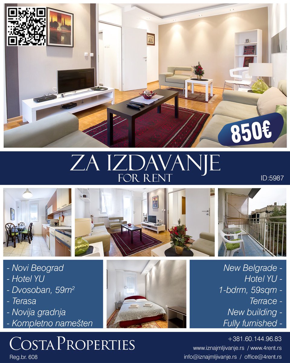 Odličan, 2.0 stan, 59m² za izdavanje na Novom Beogradu / Excellent one-bdrm apartment 59sqm for rent in New Belgrade .
iznajmljivanje.rs/stan-oglas.php…

#nekretnine #beograd #Izdavanje #stanovi #realestate #Beograd #belgrade #renting #Apartment #Realtor #luxury #rent #Srbija #Serbia