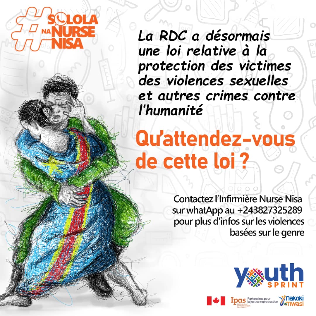 MaceraDieumerci's tweet photo. #sololananursenisa
#YouthSprint
La RDC a désormais une loi relative à la protection des victimes des violences sexuelles et autres crimes contre l’humanité. Qu’attendez-vous de cette loi ? 
Contactez l’infirmière Nurse Nisa sur whatsApp au +243827325289, pour plus d’infos. https://t.co/juGhTckBg6
