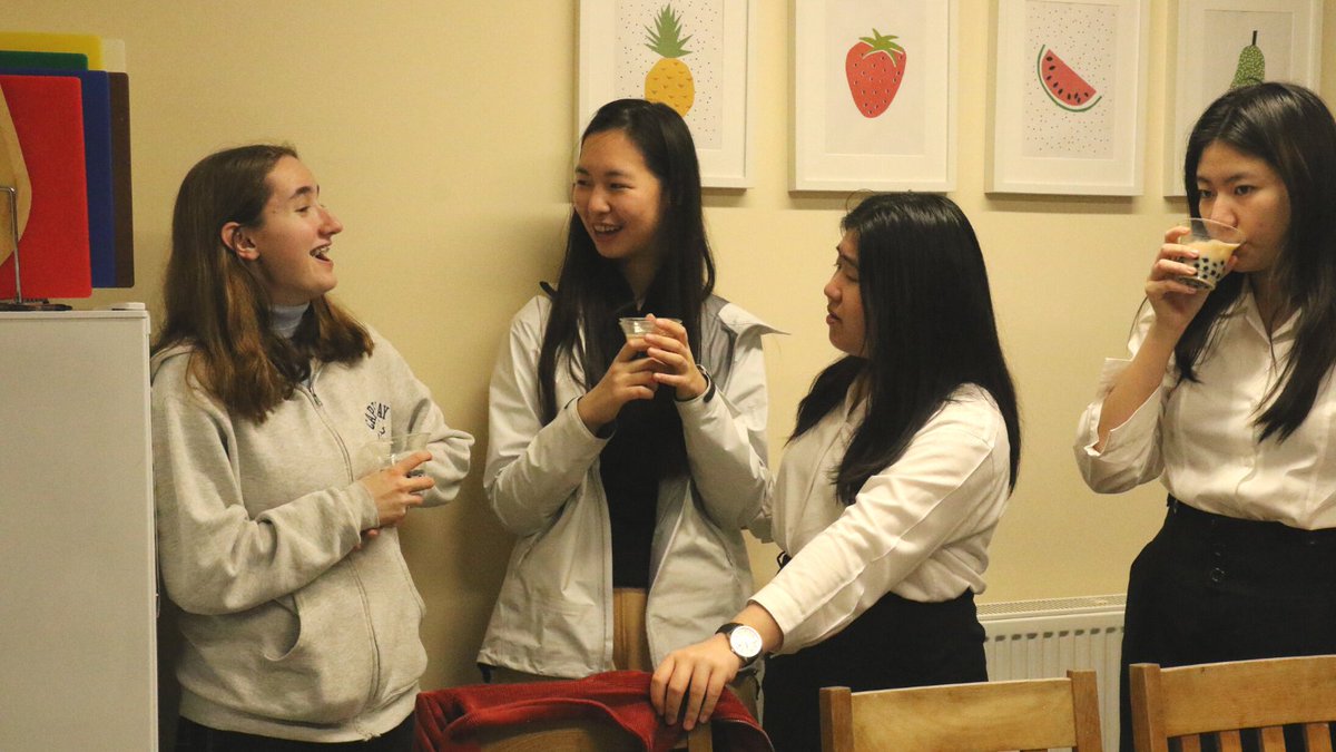 QASCaversham's tweet photo. QAS Boarders gathered in Maddock house on Tuesday evening to make their favourite Boba Tea! 🍵
Thank you to Graduate Assistants Miss Standing, Miss Crees, Miss Kukiriza and Miss Gurung for organising ⭐
#QASBoarding #QASGraduateAssistants #QASLife https://t.co/eMVIWPUqNw
