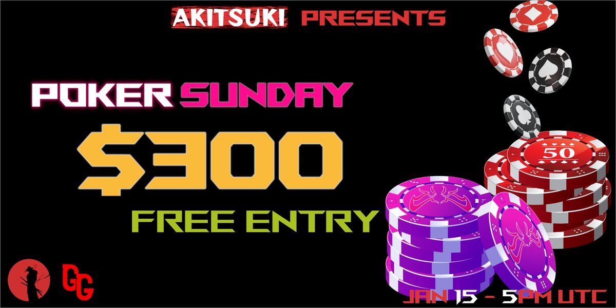 Poker Sunday♥️
#pokeronline #Giveaway #Crypto

💰$300 Prize Pool
💸FREE ENTRY #freeroll
📅JAN 15, 5PM UTC

TOP 10 in the money ($AKI holders earn 2x to 10x more)

Registrations open Sunday at 3PM UTC

Join us, get your rank &amp; wait for the tournament link👇
discord.gg/TWAQVUPdvu