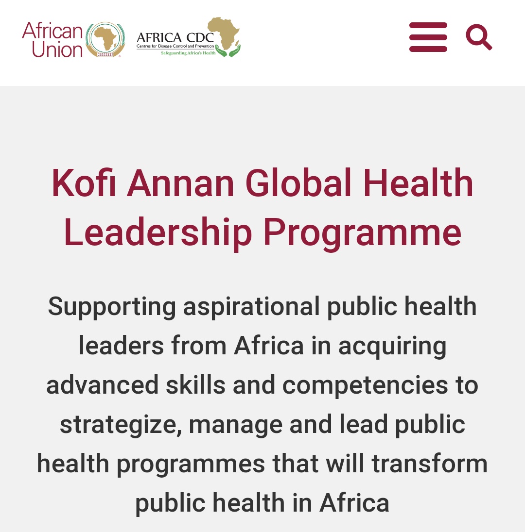 Fursa kwa wa #Tanzania. Wenye Vigezo ombeni.
Link : africacdc.org/kofi-annan-glo…