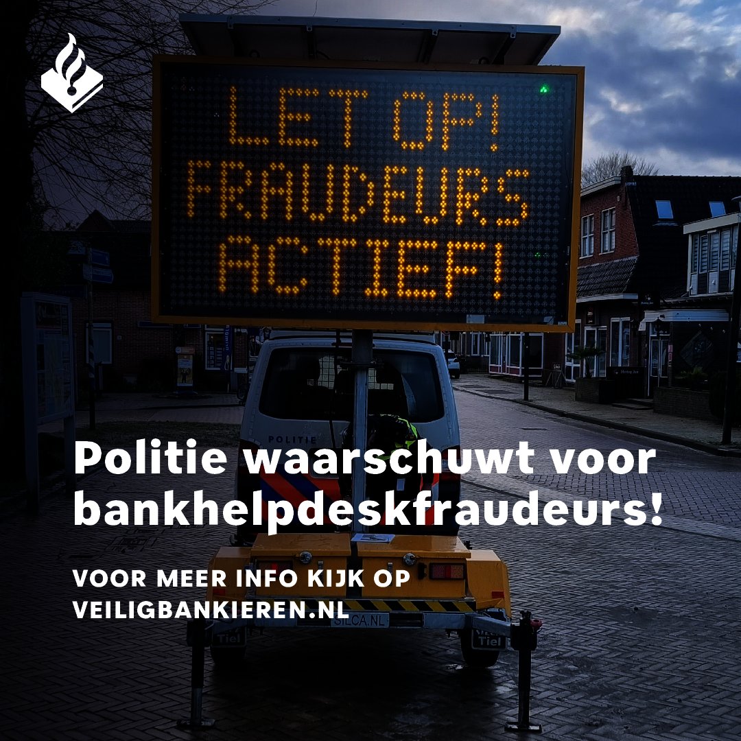 De #politie ziet dat het aantal slachtoffers van #bankhelpdeskfraude hoog blijft! Gisteren werd nog een 87-jarige inwoner van Annen slachtoffer. De verdachte deed zich voor als een medewerker van een bank in Gieten. Kijk voor info over veilig bankieren op veiligbankieren.nl