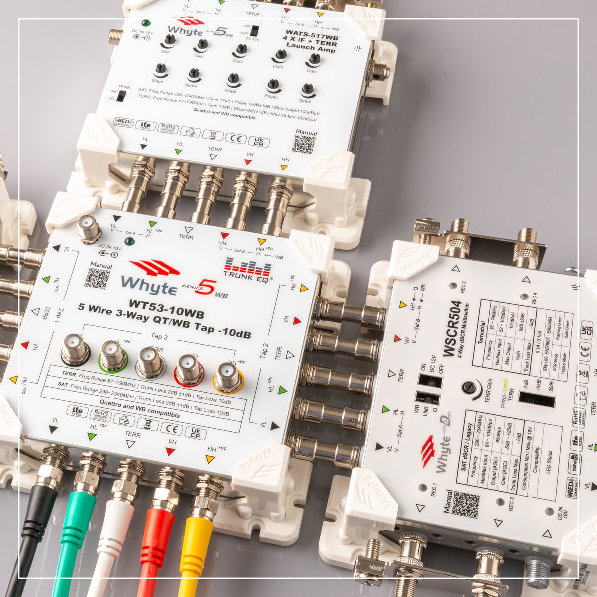 Series 5WB - WATS-517WB - with 4G 5G filter
Series 5WB - WT53-10WB - with Trunk EQ
Series D - WSCR504 - with Pro-Tap

for more information on Whyte IRS products, visit:
whytetechnologies.com/products/