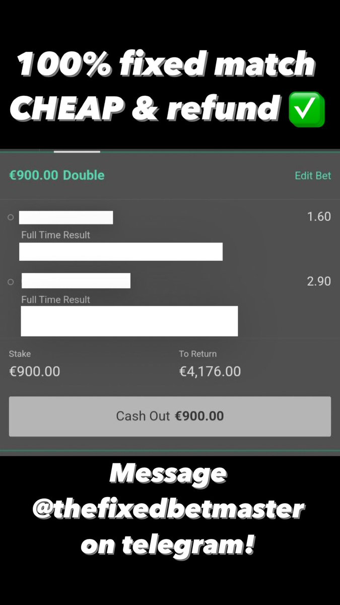 FixedFBbets's tweet photo. Only for 100$ you have this 100% fixed match! ⚽️

CHEAP &amp; REFUND possible! 💸
Message @thefixedbetmaster on telegram! 💬 https://t.co/tzuwXzl5tL