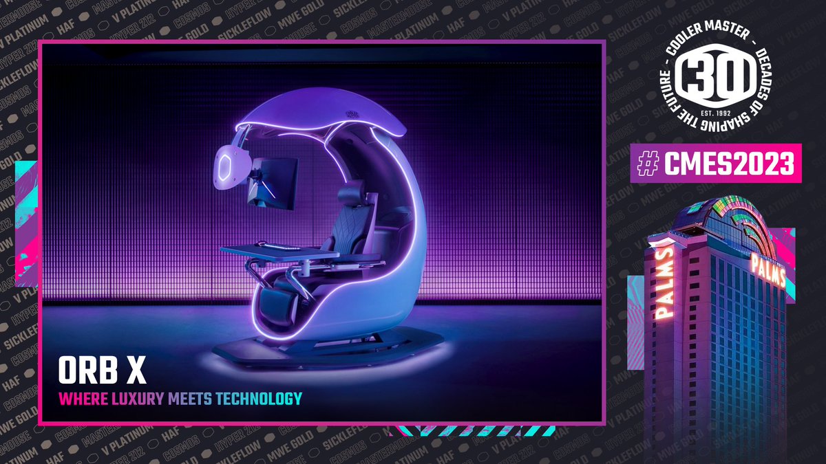 CoolerMaster's tweet photo. ORB X is a fully immersive semi-enclosed station, taking the immersive experience to the next level with futuristic design, craftsmanship, and seamless hardware and software integration.

#CoolerMaster #CMES2023 #OrbX https://t.co/kqePWPzPbQ