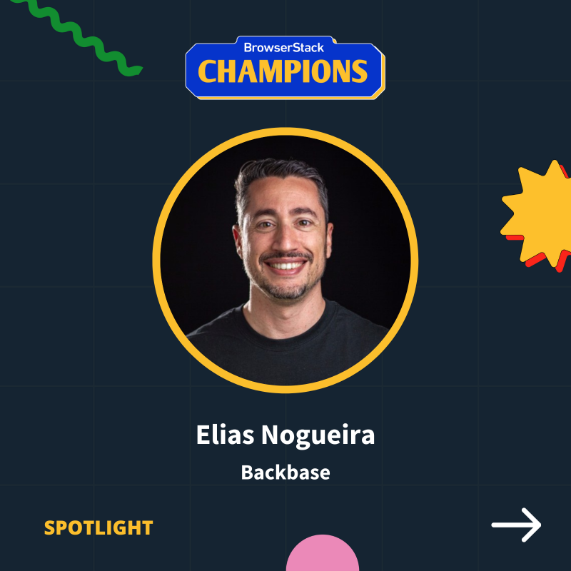browserstack's tweet photo. In this edition of #BrowserStackChampions spotlight, we have @eliasnogueira, Principal Software Engineer in Test at @backbase. 🙌

➡️ Swipe to know more about him.