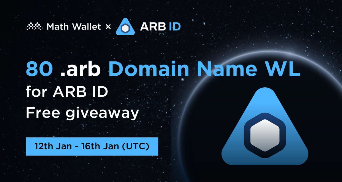 MathWallet (@mathwallet) on Twitter photo MathWallet x .arb Domain Name Free Giveaway!
🎁 80 .arb Domain Name NFT WLs
To enter:
❤️Follow <a href="/MathWallet/">MathWallet</a> & <a href="/ARBIDname/">LeashToken</a>
🔄RT & @ 3 friends
✅Complete: launchpad.collectify.app/#/participate?…
Powered by <a href="/Collectify_app/">Collectify</a>
#Arbitrum #Giveaway #NFT MathWallet x .arb Domain Name Free Giveaway!
🎁 80 .arb Domain Name NFT WLs
To enter:
❤️Follow <a href="/MathWallet/">MathWallet</a> & <a href="/ARBIDname/">LeashToken</a>
🔄RT & @ 3 friends
✅Complete: launchpad.collectify.app/#/participate?…
Powered by <a href="/Collectify_app/">Collectify</a>
#Arbitrum #Giveaway #NFT