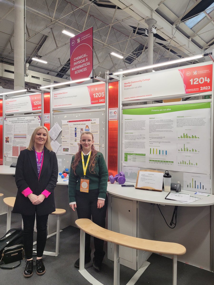 movillecc's tweet photo. ⭐️The very best of luck to Jara Schaufler as she participates in the @BTYSTE this week displaying her work on proteins. We are all rooting for you Jara. Pictured here with her science teacher Ms. McFadden. 👏👩‍🔬🧪@DonegalETB https://t.co/4Y3UJgh5Wn