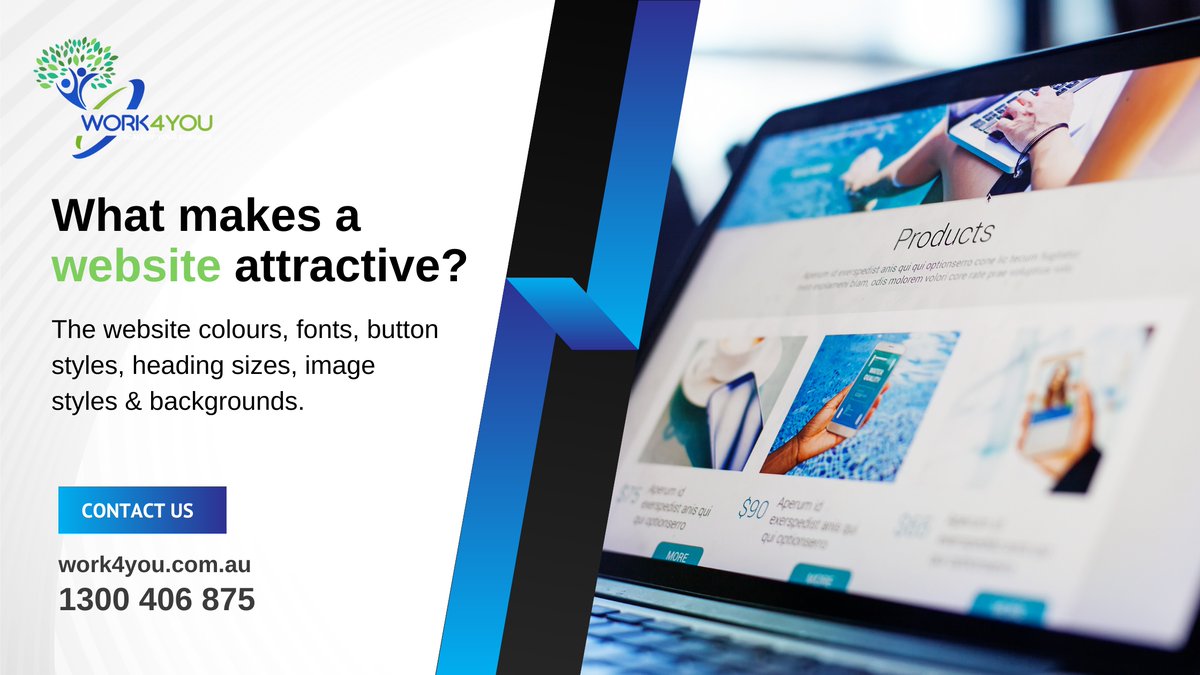 ➡️What makes a Website attractive?
⭐️The website colours, fonts, button, styles, heading size, image styles, and background.

Visit us -
🔗 work4you.com.au

Call us -
📞 1300406875

#website #importance #seo #linkbuilding #outsourcingservices #digitalmarketing #BPO #KPO