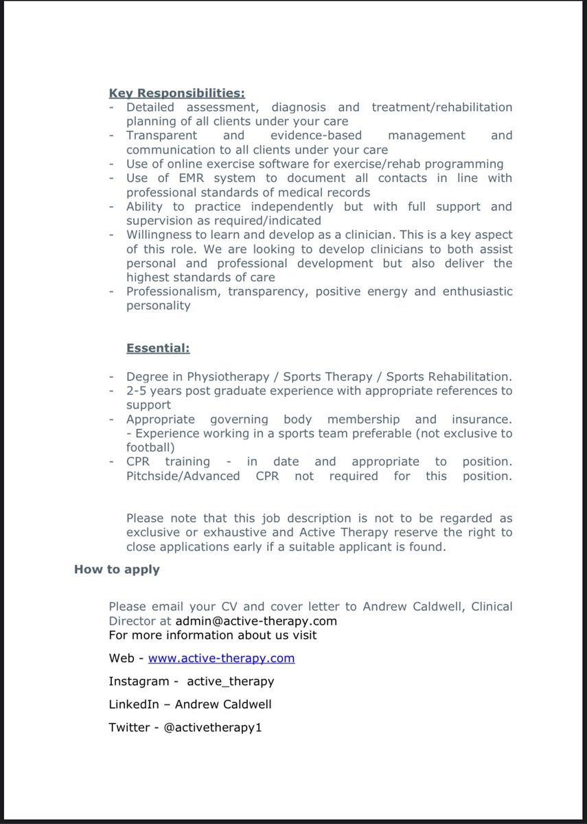 We are expanding …
Check out the information on an available position in our new clinic in Melton Mowbray launching soon 👇👇
Apply via details below or DM for more information or a chat 
Pls share
#physio #sportsphysio #sportstherapist #sportsrehabilitator #osteopath