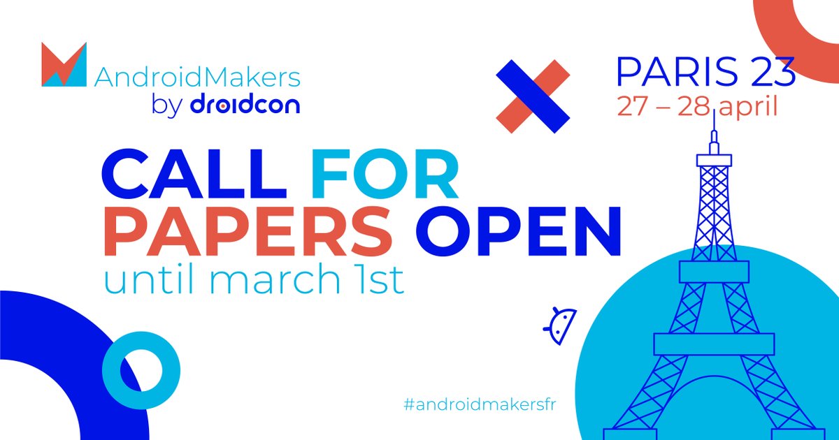 droidcon's tweet image. Have you heard the news? We’ve partnered with @AndroidMakersFR to bring back one of the leading #Android events – #AMxDC23 🇫🇷 Expand your &amp;amp; other #AndroidDevs knowledge by applying to be a speaker. 

Submit your talk proposal: sessionize.com/androidmakers-…
