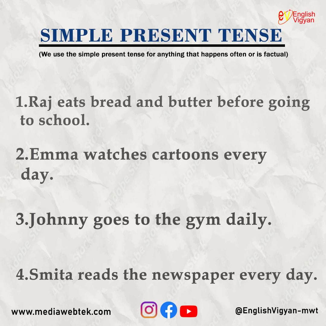 EnglishVigyan's tweet photo. Simple Present Tense.
learn english with english vigyan for learn more subscribe english vigyan youtube channel.
https://t.co/5E22YwVpC8
.
.
#englishvigyan #grammar #simplepresenttense #presentense #learnenglish #englishlanguage #englishgrammar #grammartips https://t.co/pPkVewJLsv