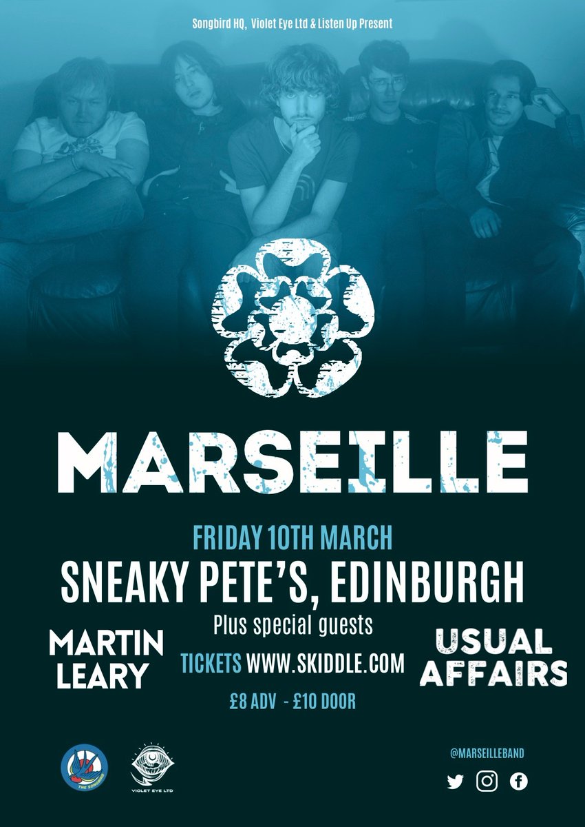 VioletEyePR's tweet image. Supports Announced! 💜

Supporting @marseilleband on the Scottish dates of their 2023 UK Tour are @usualaffairsmusic and @mlearymusic. Two very impressive artists that will give a warm scottish welcome to the lads!

Ticket links in the Bio!