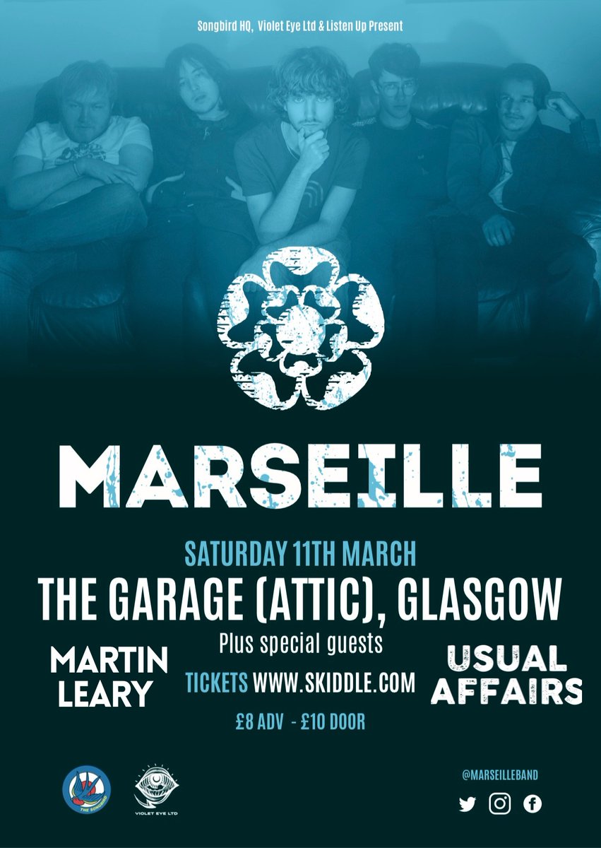 VioletEyePR's tweet image. Supports Announced! 💜

Supporting @marseilleband on the Scottish dates of their 2023 UK Tour are @usualaffairsmusic and @mlearymusic. Two very impressive artists that will give a warm scottish welcome to the lads!

Ticket links in the Bio!