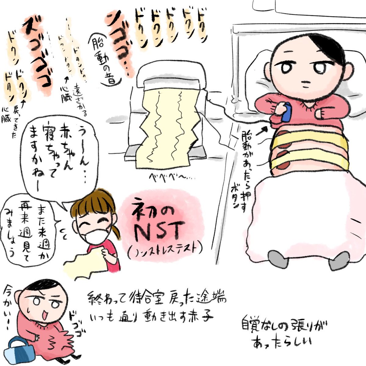 昨日、初めてNST(ノンストレステスト)やりました
よくわからなかった...!!
骨盤レントゲンは来週になりました 