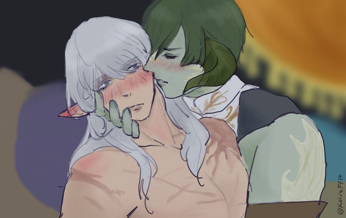 Did a draft ➡️ finished product exchange with <a href="/falalalaphel/">Falaphel🧆comms open</a> for some  #ヴリエス🥺✨✨✨  thanks for such an amazing draft to work on!!!!! #FFXIVART
