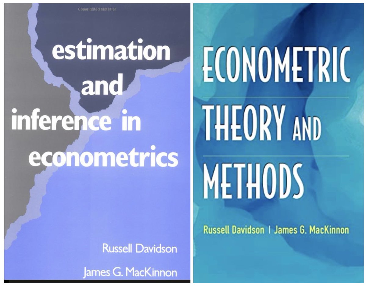 Hi #EconTwitter! For those who approached #Econometrics in the 90s and 2000s, these two books by Russell Davidson and James MacKinnon @jgmQED were absolutely must-haves. And they are still worth reading and studying. You can download them for free, don't miss them!