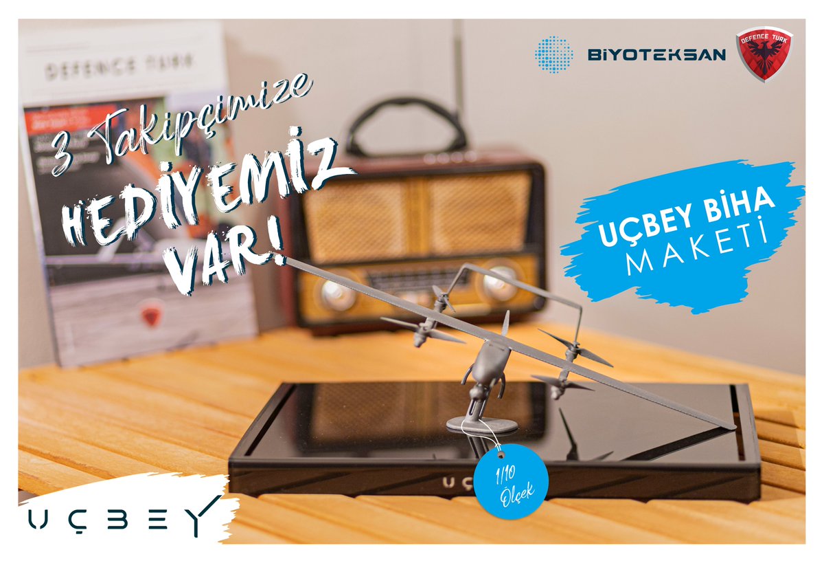 🛡️🇹🇷Biyoteksan UÇBEY BİHA Maketi Hediye Ediyoruz
🔸<a href="/ucbey_vtol/">UÇBEY</a>  ve <a href="/biyoteksan/">BİYOTEKSAN</a> hesaplarını takip ederek bu gönderiyi RT eden 3 takipçimize 1/10 UÇBEY maketi hediye ediyoruz!