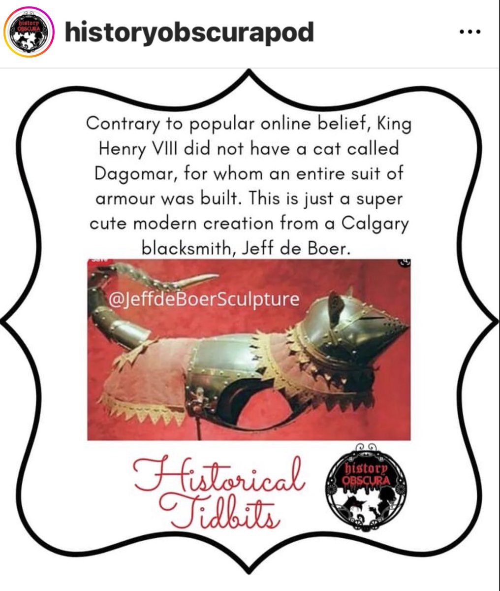 Welcome to pop culture! The thought that my work and name are in the same sentence as Henry VIII makes me smile. #catarmour #henryviii #mousearmor #calgaryartsdevelopment #auarts #jewllery #jeffdeboer #metalart #leedsarmourymuseum #ripleysbelieveitornot