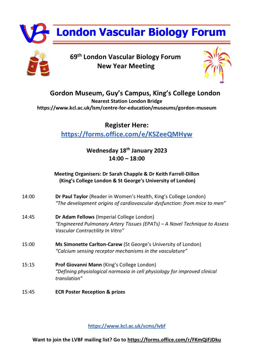 Join us at London Vascular Biology Meeting, King’s College London, Guy’s Campus, Wed 18 Jan 2023, 14:00-18:00. Great opportunity to present your research at ECR Poster Session.Register: forms.office.com/e/KSZeeQMHyw <a href="/lvbforum/">LVBF</a> <a href="/KclPhysiology/">Physiology at KCL</a>