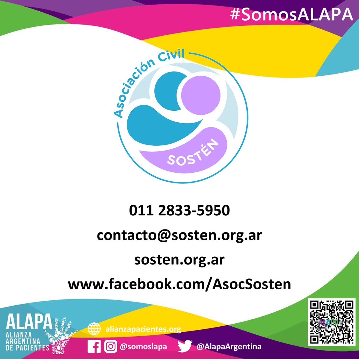 Somos ALAPA (@alapaargentina) on Twitter photo ✅ #SomosALAPA
👉 <a href="/AsocSOSTEN/">SOSTÉN Asociación Civil</a> es una organización que brinda asistencia integral al paciente con cáncer y su entorno. Capacitación para enfermería en Oncología.
📩 contacto@sosten.org.ar
#Cancer #Pacientes #ALAPA ✅ #SomosALAPA
👉 <a href="/AsocSOSTEN/">SOSTÉN Asociación Civil</a> es una organización que brinda asistencia integral al paciente con cáncer y su entorno. Capacitación para enfermería en Oncología.
📩 contacto@sosten.org.ar
#Cancer #Pacientes #ALAPA