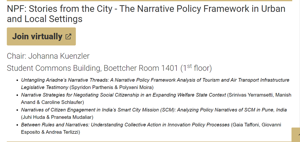 #COPPR23 Panel on Narratives from the city - is hosting our work tomorrow on rules and narratives to analyze innovation policy processes 👇 