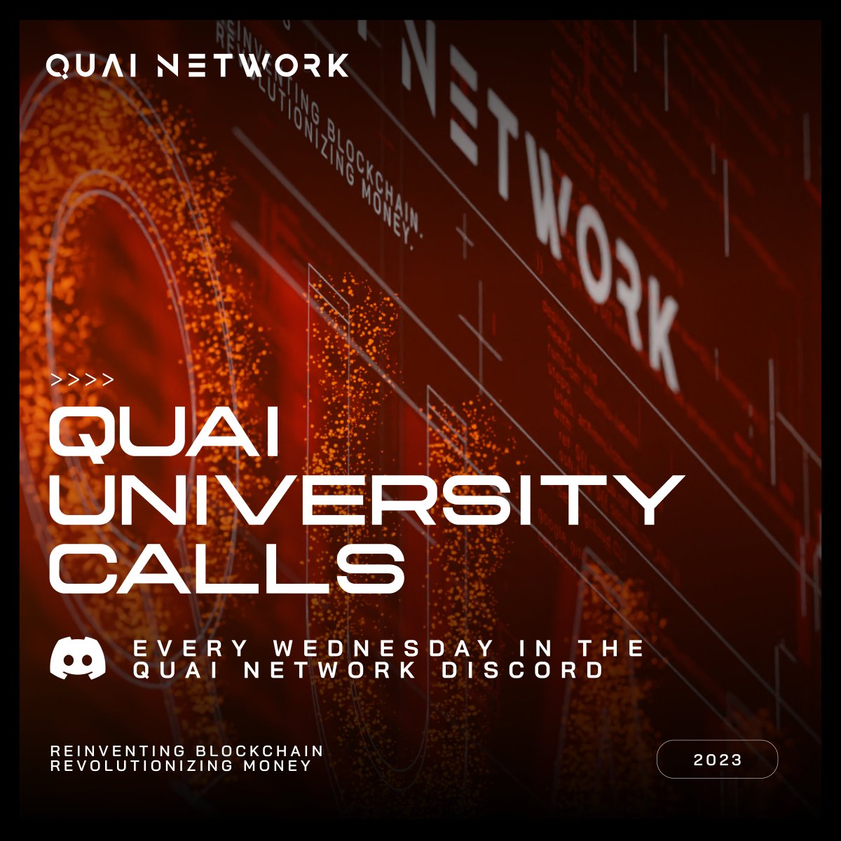 Quai Network ⚡️💵 (@quainetwork) on Twitter photo <a href="/QuaiNetwork/">Quai Network ⚡️💵</a> is excited to announce our latest initiative, QUAI University Calls. These calls aim to educate our discord members on the Quai thesis, basics, utility, and ongoing development. Stay tuned for more info, and see you next Wed. in the Quai Discord! #crypto #QuaiNetwork <a href="/QuaiNetwork/">Quai Network ⚡️💵</a> is excited to announce our latest initiative, QUAI University Calls. These calls aim to educate our discord members on the Quai thesis, basics, utility, and ongoing development. Stay tuned for more info, and see you next Wed. in the Quai Discord! #crypto #QuaiNetwork