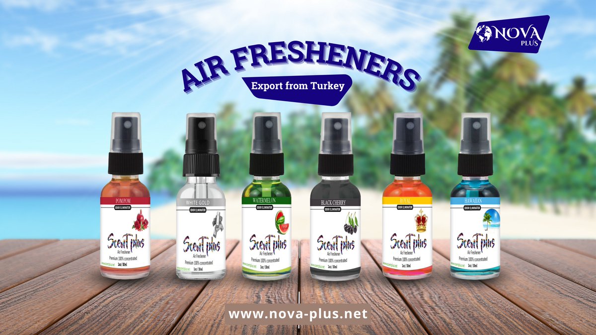 Air Fresheners for Export from Turkey
✔️Visit us:
nova-plus.net
#airfresheners #novaplus #export #turkey #trading #airfresheners #scentplus #odoreliminator #wholesale #trade #scent #itsascentplus #fragances #lovefragances #airrefreshener #odorfree #fragancecan