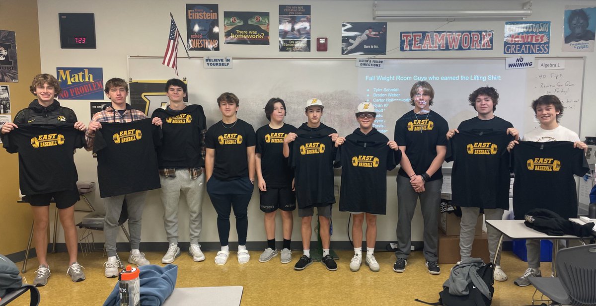 FZE_Baseball's tweet photo. Nice work to these 11 guys (not pictured: Brady C) on earning their Fall Weight Lifting tshirt. These dudes got AFTER IT all Fall!  💪 https://t.co/fgUT1vz0nZ