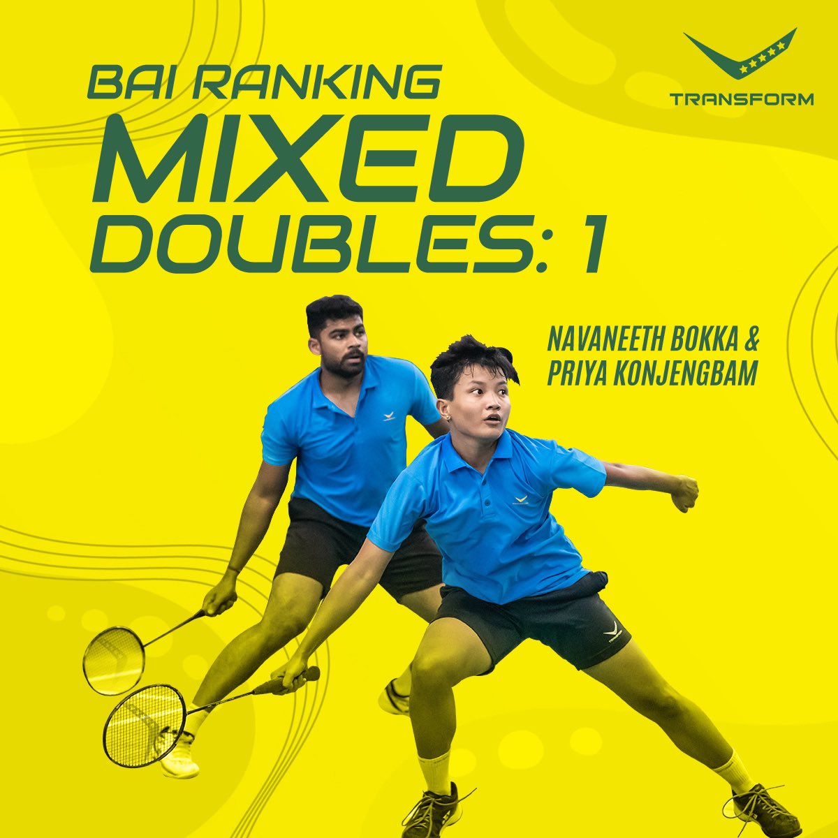 TransformBaddy's tweet photo. We are thrilled to announce that @TransformBadminton's players have achieved top rankings in the Badminton Association of India (BAI) rankings.🙌🏻
#transformbadminton #newrackets #achivements #badminton #qualityproduct #badmintonteam https://t.co/Mw8zU7SziW