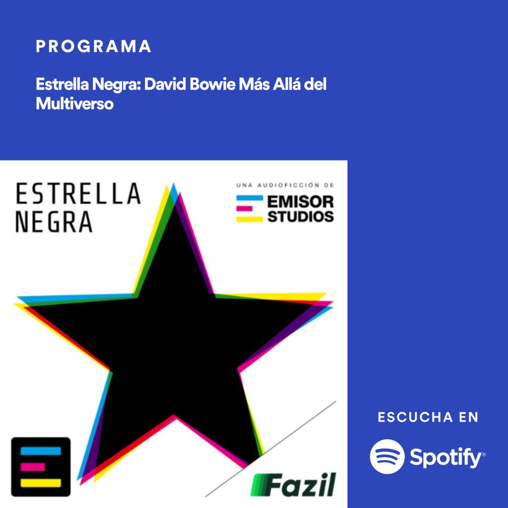 Emisor Podcasting (@emisorpodcast) on Twitter photo #EstrellaNegra, la nueva audioficción de Emisor Podcasting que lleva a #DavidBowie más allá del multiverso, también está en <a href="/Spotify/">Spotify</a>. Protagonizada por <a href="/franciscamusic/">Francisca Valenzuela</a> y <a href="/matioviedos/">Matías Oviedo</a>, y la participación de <a href="/fmilagrosreal/">Fernando Milagros</a> y <a href="/ClaudioGEMINI/">Claudio Valenzuela</a>. Escucha acá: 🎧spoti.fi/3IH17la🎧 #EstrellaNegra, la nueva audioficción de Emisor Podcasting que lleva a #DavidBowie más allá del multiverso, también está en <a href="/Spotify/">Spotify</a>. Protagonizada por <a href="/franciscamusic/">Francisca Valenzuela</a> y <a href="/matioviedos/">Matías Oviedo</a>, y la participación de <a href="/fmilagrosreal/">Fernando Milagros</a> y <a href="/ClaudioGEMINI/">Claudio Valenzuela</a>. Escucha acá: 🎧spoti.fi/3IH17la🎧