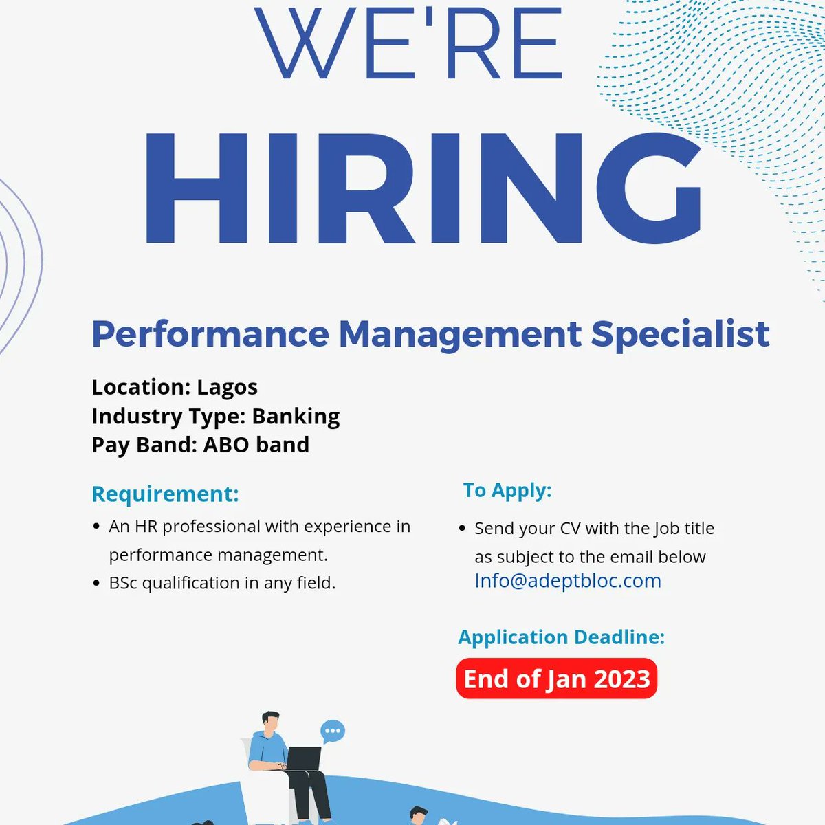 AdeptBloc's tweet photo. Adeptbloc Job Alert!

Roles 1: Performance Management Specialist
Role 2: Front Desk Officer

Send your CV to info@adeptbloc.com
#JobAlert #Job https://t.co/89DI3snFQP