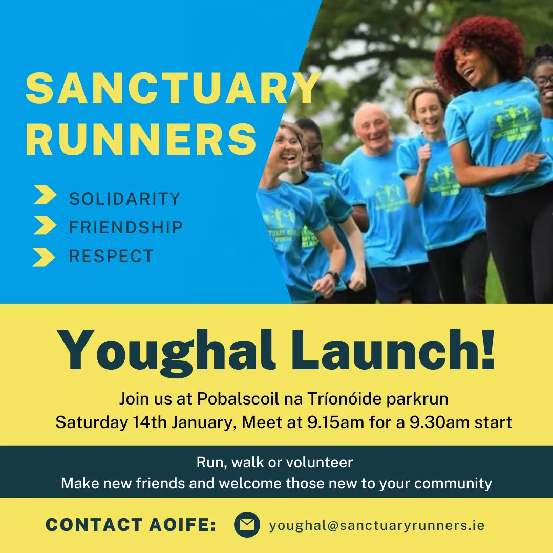 SanctuaryRunner's tweet photo. 📢 Reminder! @SanctuaryRunnersYough launches this Saturday 14th Jan. A perfect way to start your #NewYearsResolutions! Join the friendliest running group &amp; have some fun getting fit while showing solidarity, friendship &amp; respect with people new to your community.
#RunAsOne https://t.co/xHYhBU7mIJ
