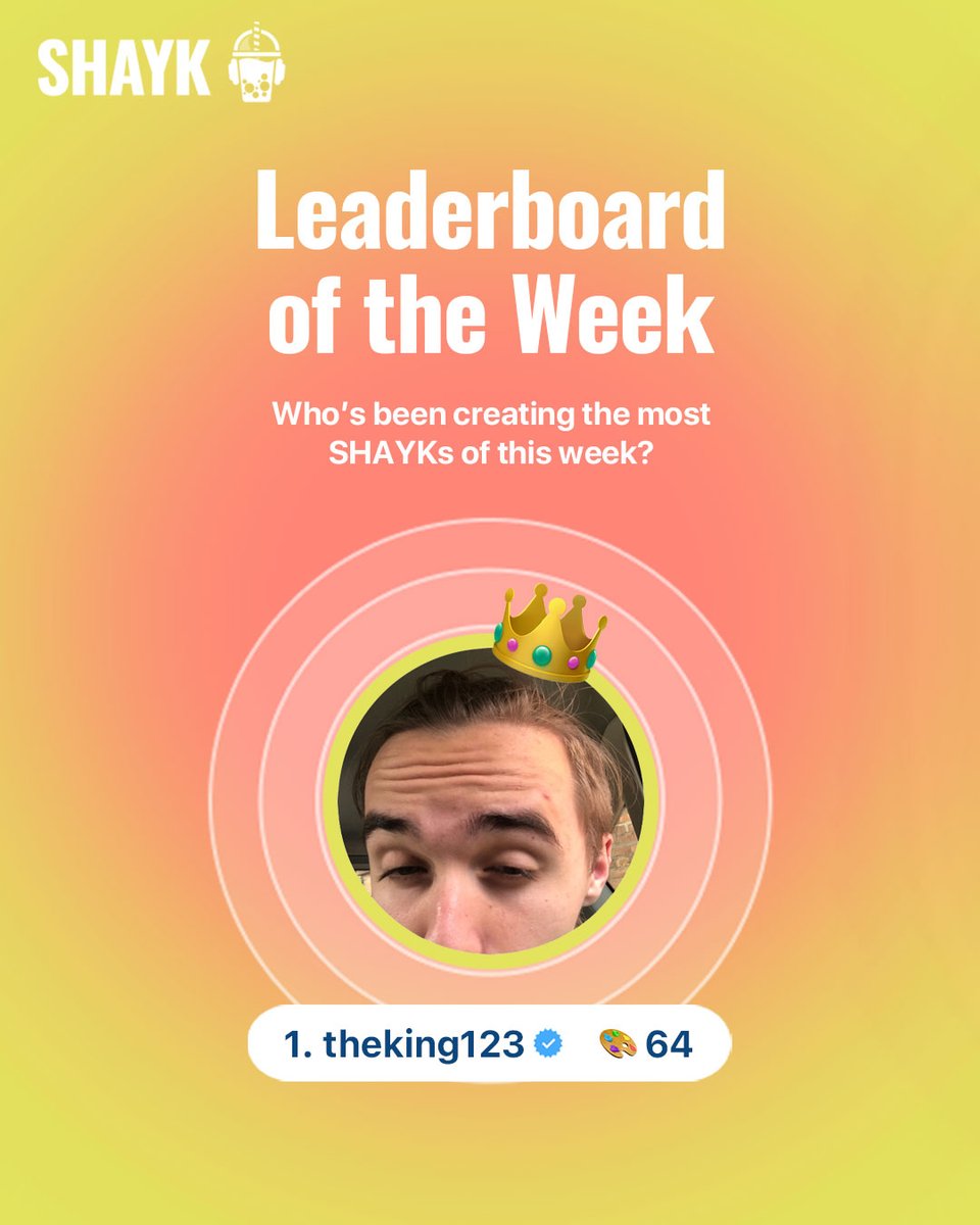 TalkalyticsAi's tweet image. Our last week's creator leaderboard is FINALLY HERE!! 🤩 (sorry for the delay 🙈) Our winner, @theking1231137 is finally back with his new verification badge 😏 Blue check suits you well, congrats 😎
#SHAYK #SHAYKapp #socialaudio #socialmedia #leaderboard
