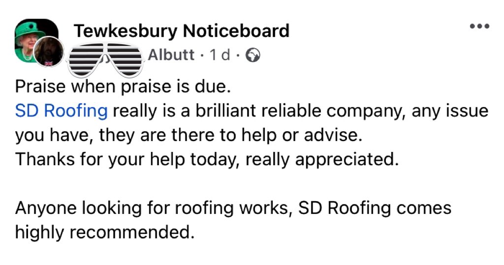 We love it when our customers leave us feedback ✨ #HappyCustomer #Roofer #Tewkesbury #GlosBiz #WhichTrustedTrader @WhichTraders