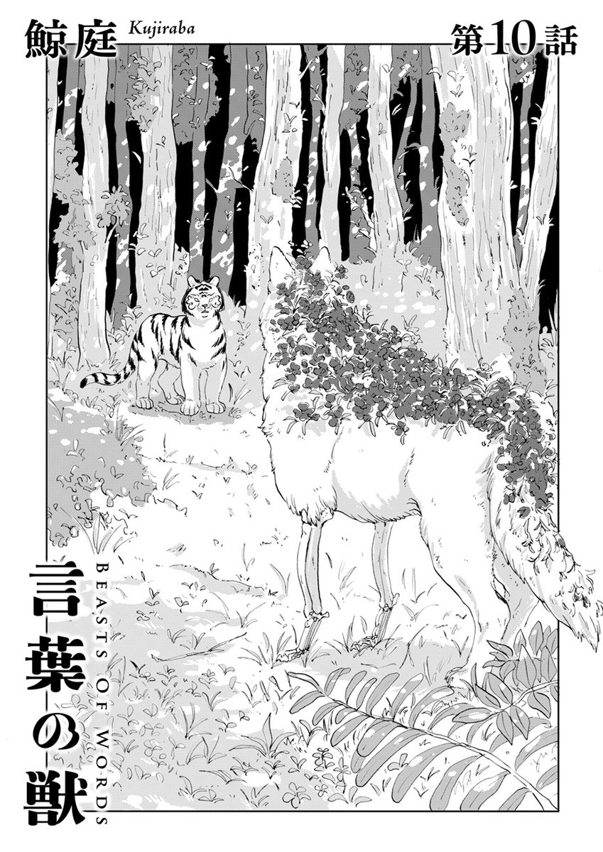 【🌿もしも言葉が獣の姿をしていたら🌿】
鯨庭「言葉の獣」第10話を公開しました!
https://t.co/YwewapmyP3
「私たちはずっと時間の話をしてるんだ」
知らない獣に出会った二人。互いの見たものを話すうちに図らずも記録について考えることに…。森の奥へ続く言葉の冒険📜 単行本は2月24日発売です! 