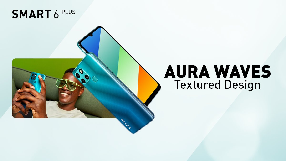 InfinixNigeria's tweet photo. The Aura Waves textured trend setting Looking #InfinixSmart6 is never out of style.
 
What are your thoughts? https://t.co/Pv0KXmPKhe