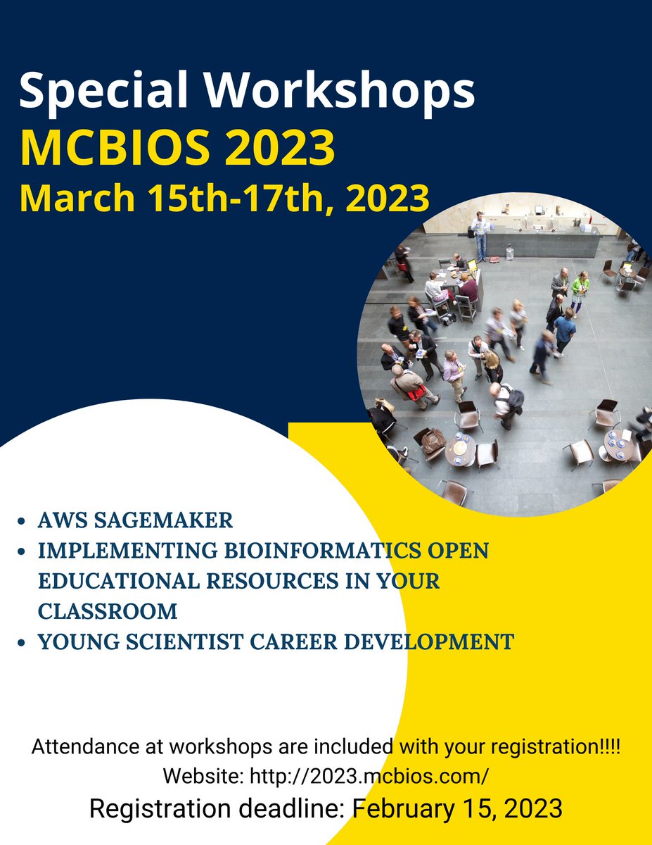 Join us in Dallas for MCBIOS 2023 !!!
See the flyers attached and website for details 

2023.mcbios.com
#Science #conference #BigData #ArtificialIntelligence