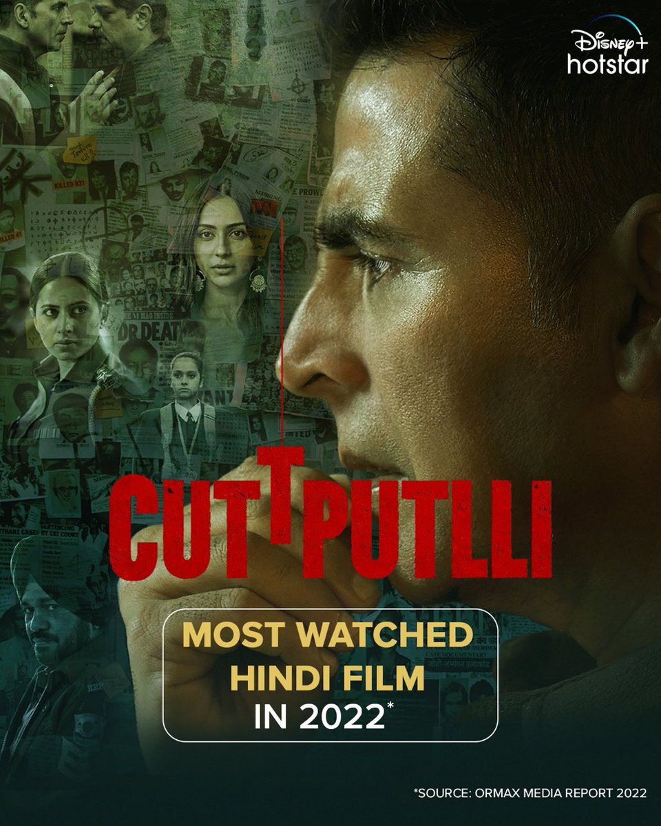 OFFICIAL POSTER…#AkshayKumar & #RakulPreetSingh fronted #Cuttputlli becomes ‘The Most Watched Hindi Film of 2022’ as per Ormax Media Report.