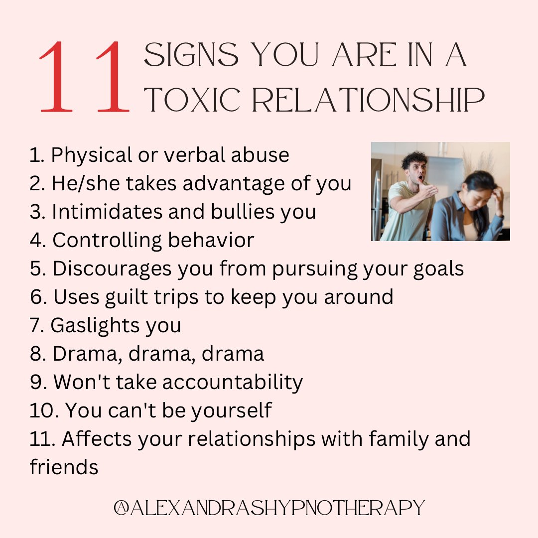 AlexsHypno's tweet photo. Have you realized your once fun and loving relationship has turned toxic? I have had numerous clients this week sound the alarm over red flags. #toxicrelationship https://t.co/xtHwRYo55G