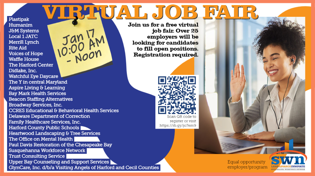 Don't miss the chance to talk to 25+ employers #Hiring for #OpenPositions at our #VirtualJobFair on 1/17. The #FreeEvent is open to all. Registration required. #JobFair #FindWork #FindJobs #Jobs #JobSearch #JobSeeker #Recruiting #RecruitMe #Hiring #HiringNow #JobAlert @DidlakeInc