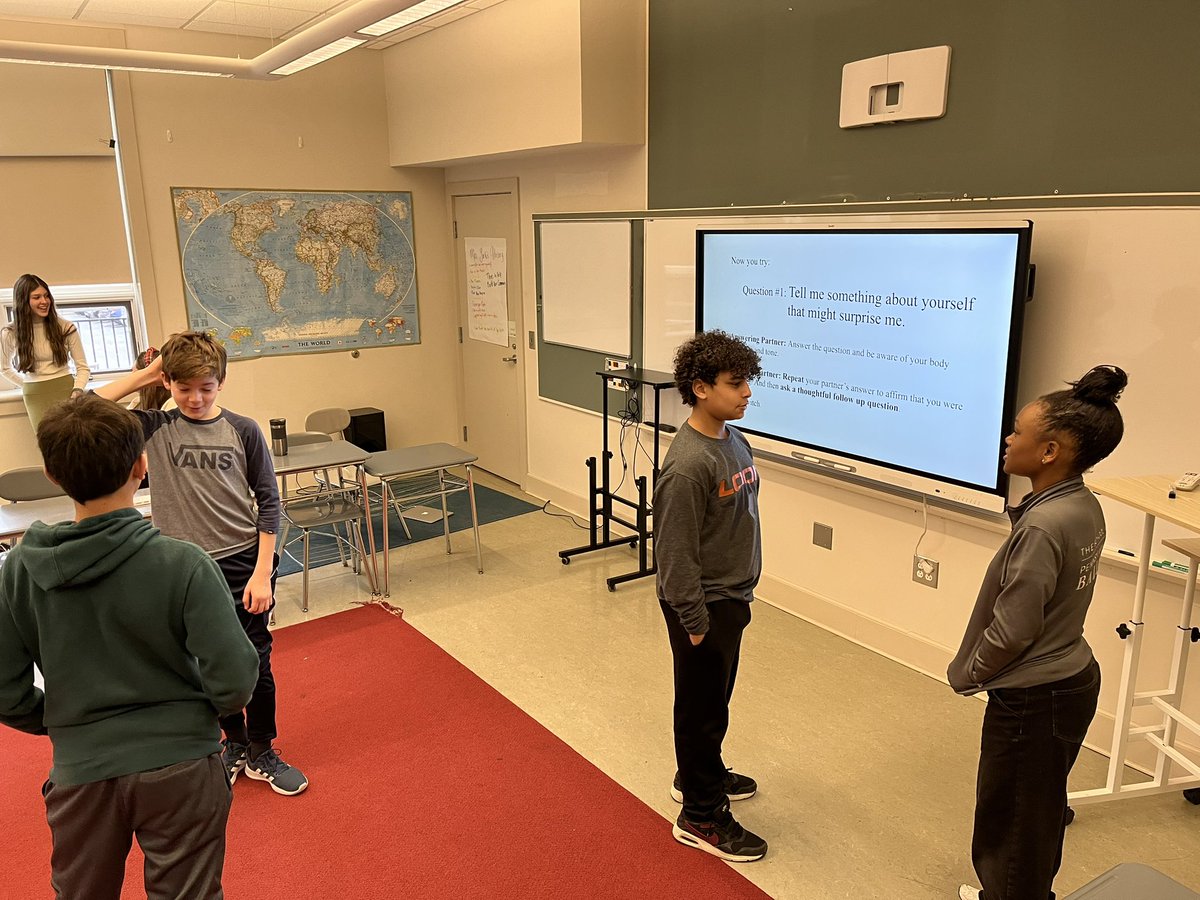 PCMiddle's tweet image. 7thG advisory lesson on civil discourse. Explicit teaching of active listening skills so important in this age of social media!