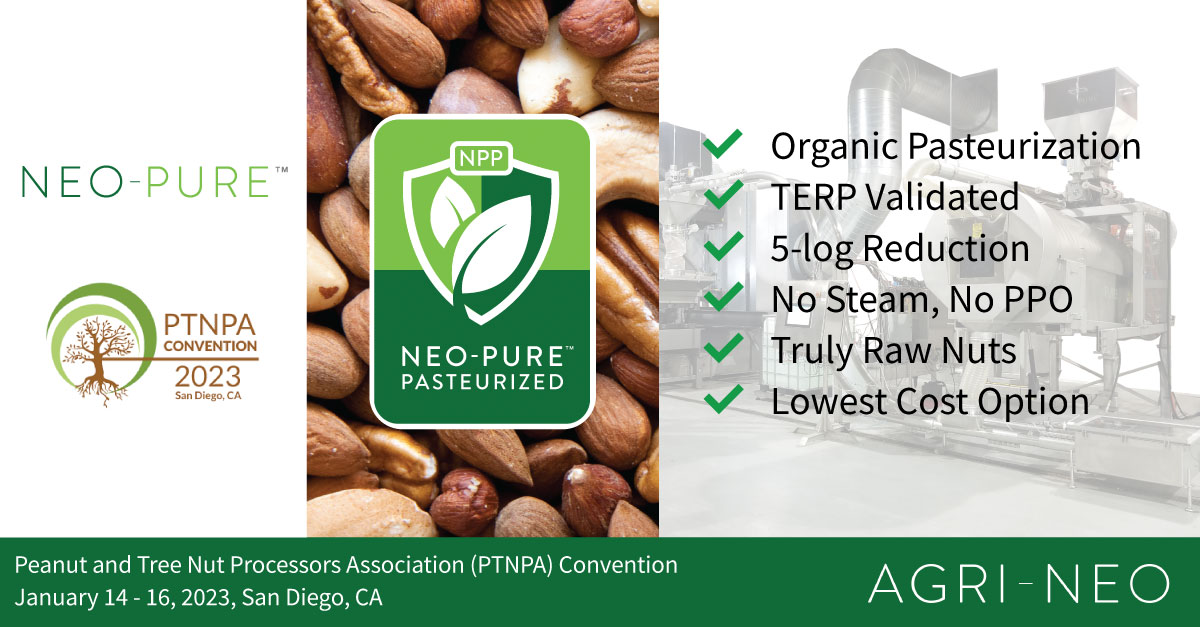 Here we go again! We will be exhibiting at the Peanut and Tree Nut Processors Association (PTNPA) Convention in San Diego this weekend. We are excited to share the latest updates with you, including our recent TERP validation for California almonds. See you at Booth 213!