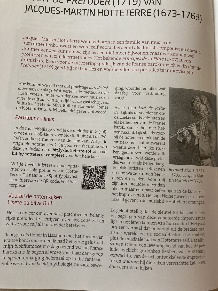 Zetadasilva's tweet photo. Very excited to receive a copy of the Dutch recorder magazine Blokfluitist with my article on ‘L’art de Préluder’ soon to be published in English by the Recorder Magazine #recorderplayer #recorderteacher #researcher #frenchbaroquemusic https://t.co/DbBfaS6Ues