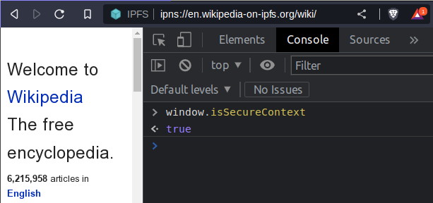 lidelOrg's tweet photo. @PryvitKyle @boscolochris @BrendanEich @darrello @csuwildcat @gordonbrander @brave @shivan_kaul Note "secure context" has special meaning on the web platform (https://t.co/rSR5vphKVr), it guard access to some Web APIs.

ipfs:// and ipns:// in Brave are already marked as Secure Context in Brave (same as localhost gateway for other browsers) https://t.co/RRPd5zptEG