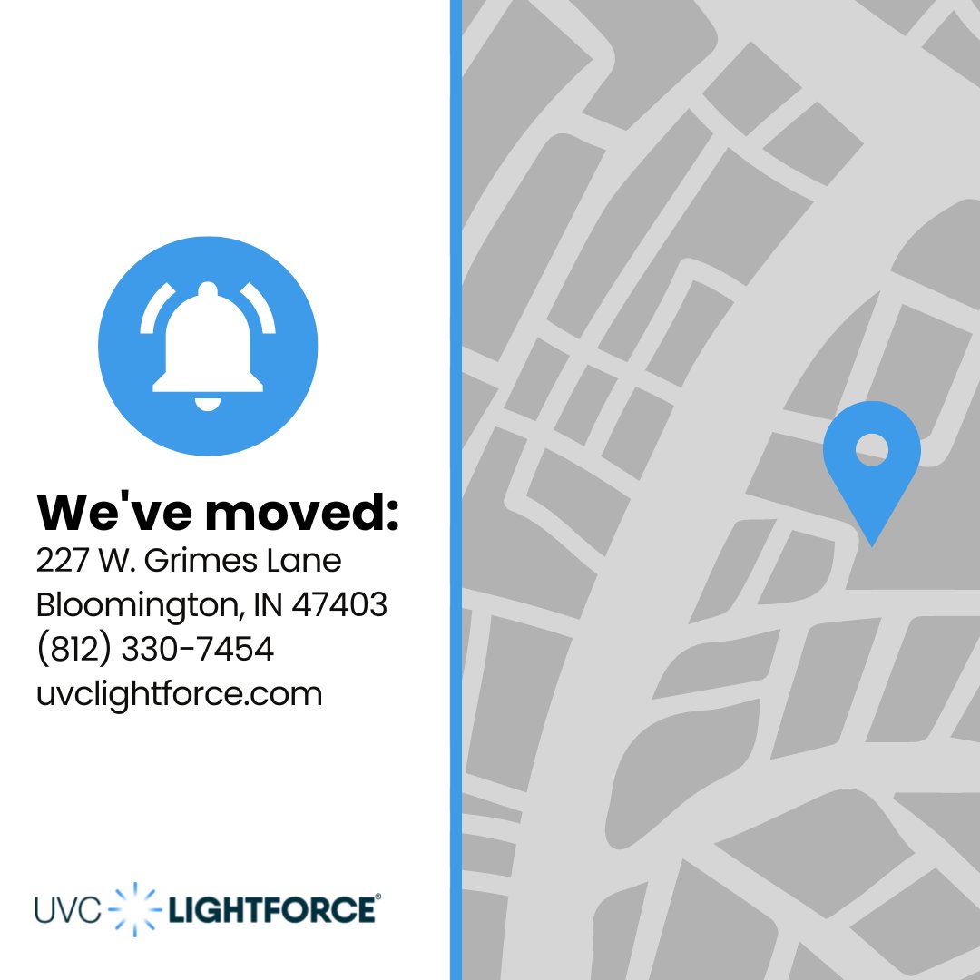 uvclightforce's tweet photo. We've moved! Our new address is:
๐227 W. Grimes Lane
Bloomington, IN 47403
#uvclightforce #uvcdisinfection #germicidal #familyownedandoperated https://t.co/y3UGP0PwgF
