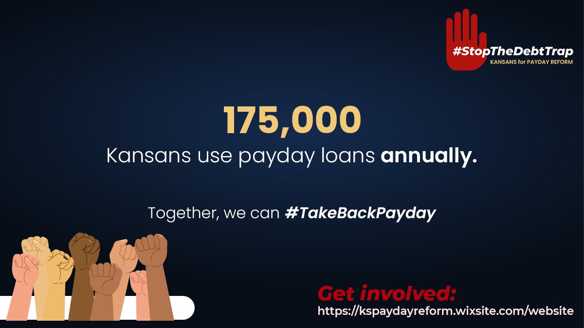 GraceAdvConsult's tweet photo. Regulating predatory payday loans is a win for all Kansans. Together, we can pass loan reform and #TakeBackPayday. Learn more and get involved: https://t.co/3y0V27EndP https://t.co/4OMAdKqn2E