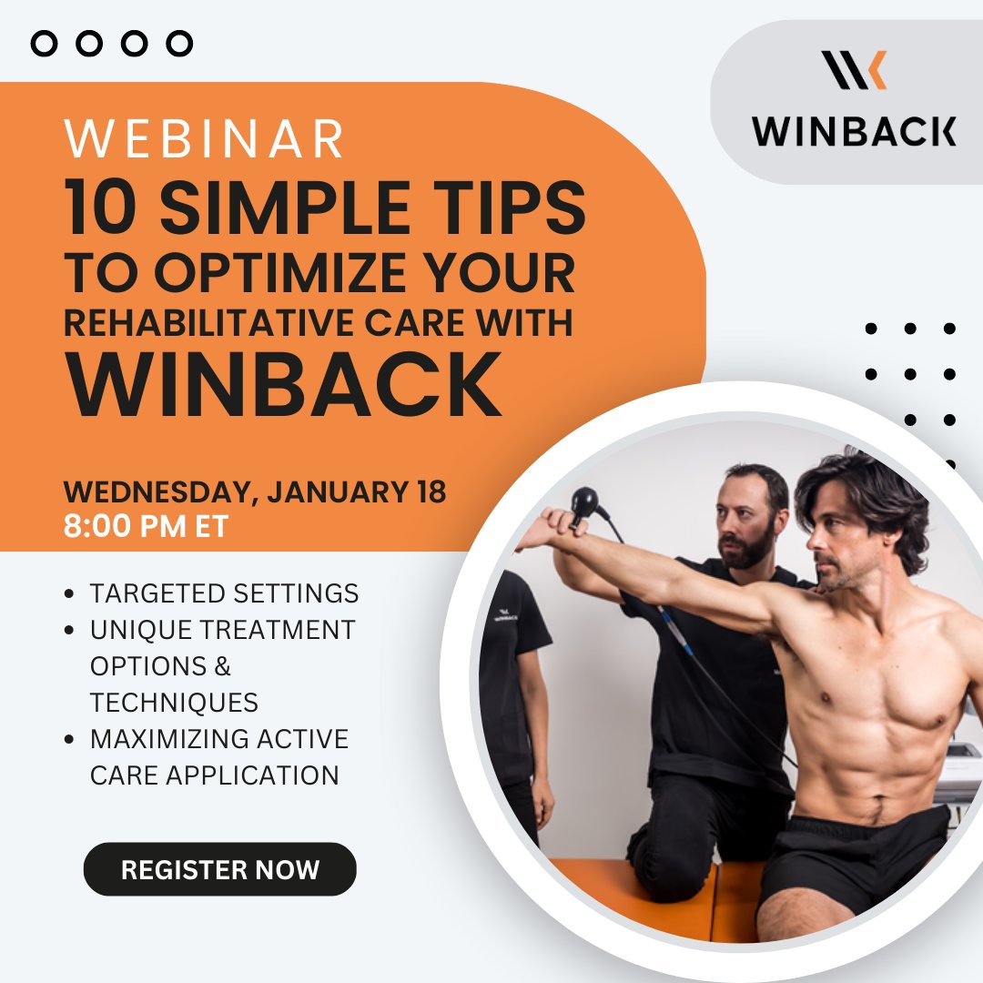 MedcoSupply's tweet image. Interested in learning more about Winback and Tecar Therapy? Join Winback for their upcoming webinar: 10 Simple Tips
to Optimize Your Rehabilitative Care with Winback in 2023.

Register Now: 
fal.cn/3v3hP

#Winback #TecarTherapy #Webinar #ATtwitter #SportsMedicine