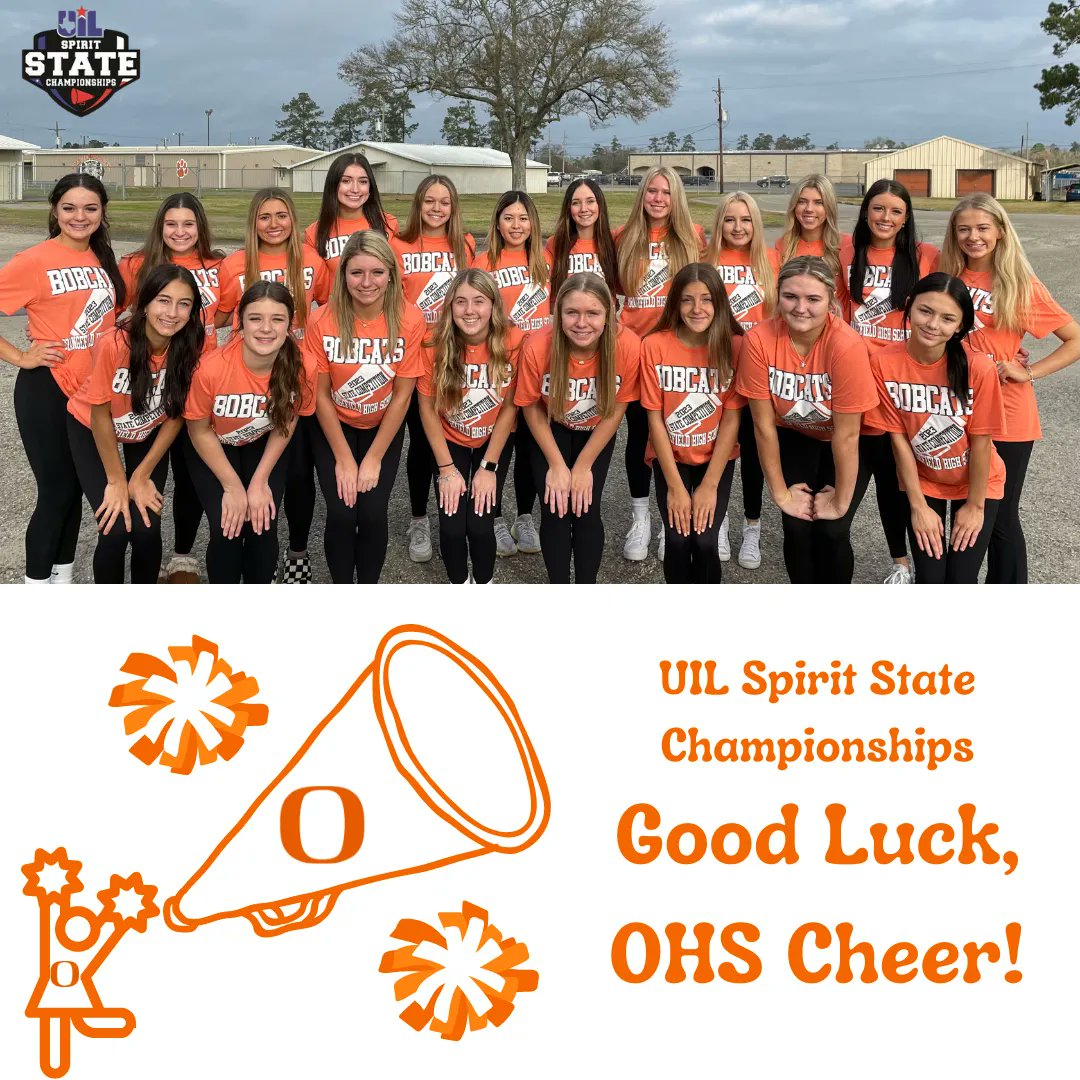 Good luck to OHS Cheer!  They compete in the UIL Spirit State Championships today at 10:29am.  You can watch here using a NFHS subscription.  We Believe!

buff.ly/3Zsfekk